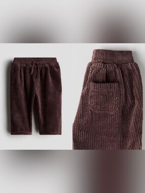 H&M COTTON CORDUROY JOGGERS, brown 18-24 months